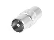PAL Male to Male Jack Plug Coax TV Adapter Connector Silver Tone