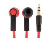 3.5mm Stereo Plug Flat Cable Earbuds Earphone Red for Moble Phone