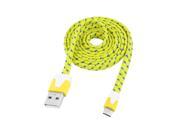 Yellow Nylon Wrapped USB 2.0 Type A Male to Micro B Male Adapter Cable Cord
