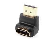 Unique Bargains HDMI F to M Adapter Right Angle Gold Plated Connector Black