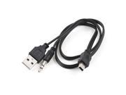 52cm Long Mini 5 PIN to USB2.0 3.5mm Data Charger Cable Black for Phone
