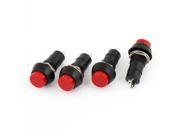 Red Cap 2 Pin SPST N O OFF ON Round Latching Push Button Horn Switch 4pcs