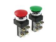 Red Green AC 250V 6A DPST Momentary Green Mushroom Head Push Button Switch