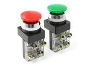 AC 250V 6A Green Red Sign Momentary Mushroom Push Button Switch SPDT