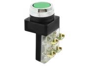AC 250V 6A DPST Momentary Action Green Flat Cap Push Button Switch