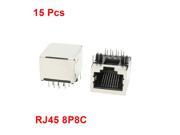 PCB Mounting 8 Right Angle Pins RJ45 Jacks Connectors 15 Pcs