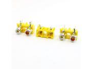 Unique Bargains Yellow Plastic Double 3.5mm RCA Female Socket AV Connector Adapter 3 Pcs