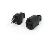 Pair 3 Pin US Plug Insulating Shell Cable Connecting Head 15A 125V w Socket