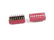 Red Dual Row 16 Pin 8 Positions 2.54mm Pitch DIP Switches 2PCS