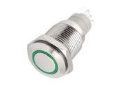 16mm 12V Green LED 250VAC 3A Self locking Stainless Push Button Switch