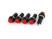AC 250V 3A Red Round Cap Momentary N O OFF ON Horn Push Button Switch 5 Pcs