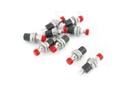 AC 3A 125V 1A 250V N O Red 7mm Thread Momentary Push Button Switch 9 Pieces