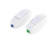 2 Pcs AC 250V 4A White ON OFF Button In Line Cord Light Switch