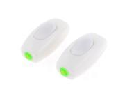 Pair Bedroom Plastic ON OFF Button In Line Cord Switch AC 250V 6A Green White