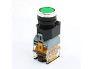 Round Green Cap 4P Terminal DPST Momentary Push Button Switch AC 220V