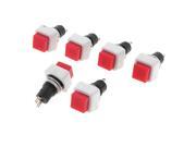 6 Pcs Red Momentary Square Push Button Switch N O SPST AC 250V 2A