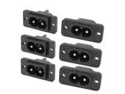 Black 2 Pins IEC320 C8 Screw Mount Inlet Plug Socket AC 250V 2.5A 6 Pcs