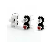 3 Pcs White Plastic Dual 3.5mm RCA Female Socket AV Connector Adapter