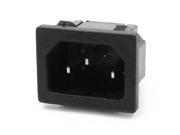 250VAC 10A 3 Pins C14 Plug Panel Mount Power Inlet Socket Black