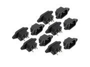 Clamp Type 3P IEC C14 Inlet Plug Socket Black AC 250V 10A 10pcs