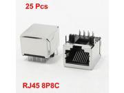 Unique Bargains PCB Mount Right Angle Pins 8P8C RJ45 Jacks Sockets 25 Pcs for Computer LAN