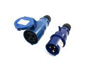 Waterproof IEC309 2 2P E Industrial Plug Socket Blue AC 220 240V 16A Amp