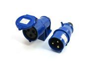 IEC309 2 32A 220 240V 2P E IP44 3 Pin Plug w Waterproof Coupler Socket