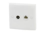 RJ11 6P4C TV Television Socket Double Outlet Wall Mount Plate Panel