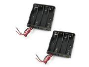 2Pcs Rectangle Plastic 4 x 1.5V AAA Battery Holder Box w Wire Leads