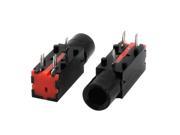 Unique Bargains 3 Terminal 6.35mm Audio Stereo Jack Connector Socket PCB Mount Red Black x2