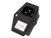 Black Housing AC 250V 15A IEC C14 Male Plug Power Socket SPST Rocker Switch