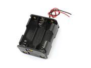 15cm Cable Leads Dual Layers Black Plastic 6 x 1.5V AA Battery Case Holder
