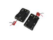 2pcs Black Plastic 3 x 1.5V AAA Battery Holder Box w Two Wires