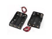 2 Pcs Black Plastic Battery Holder Case Wired for 3 x AAA 4.5V Cells Batteries