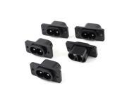 IEC320 C8 Black 2 Pins Terminal Power Plug Inlet Socket AC 250V 2.5A 5 Pcs