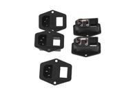 5 x Black 3 Terminals AC 250V 10A IEC320 C14 Inlet Male Power Plug Fuse Holder
