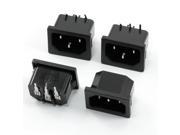 AC 250V 10A IEC320 C14 Inlet Panel Mount Black 3P Power Socket 4 Pcs