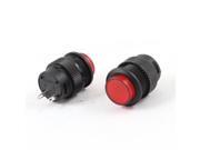2 Pcs Red SPST Non Locking Push Button Switch R16 503 AC 250V 3A