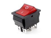 AC 250V 15A 125V 20A Red Illuminated 6 Pin DPDT Snap in Boat Rocker Switch