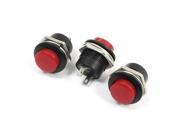 3 Pcs Red Round Cap SPST Momentary Panel Mount Push Button Switch