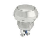 2 Screw Terminals 12mm Mounted SPST Momentary Round Button Switch Silver Tone
