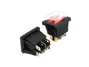 2 Pcs Red Indicator Lamp Dual SPST 6 Pins Snap In Rocker Switch w Cover