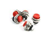 5 Pcs 3A 125V SPST Red Panel Mounting Momentary Push Button Switch