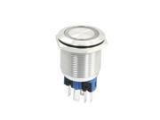 Blue LED Light 24V Latching 6 Pin Metal Push Button Switch AC 250V 5A DPDT