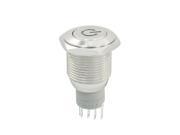 16mm 12V Blue Ring LED Light Stainless Locking Pushbutton Switch NO NC