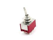 Panel Mounting 3PDT ON OFF ON 9Pin 3 Position Latching Toggle Switch Red