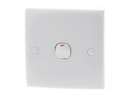 White Square 1 Gang On Off Press Button Type Wall Switch Plate 10A 250V