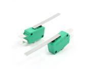 2Pcs 250VAC 16A SPDT Long Straight Hinge Lever Actuator Limit Micro Switch Green
