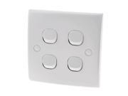 White Square 4 Gang On Off Press Button Type Wall Switch Plate 10A 250V