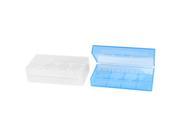 2 Pcs Blue Clear Plastic Battery Case Holder for Double 18650 Batteries